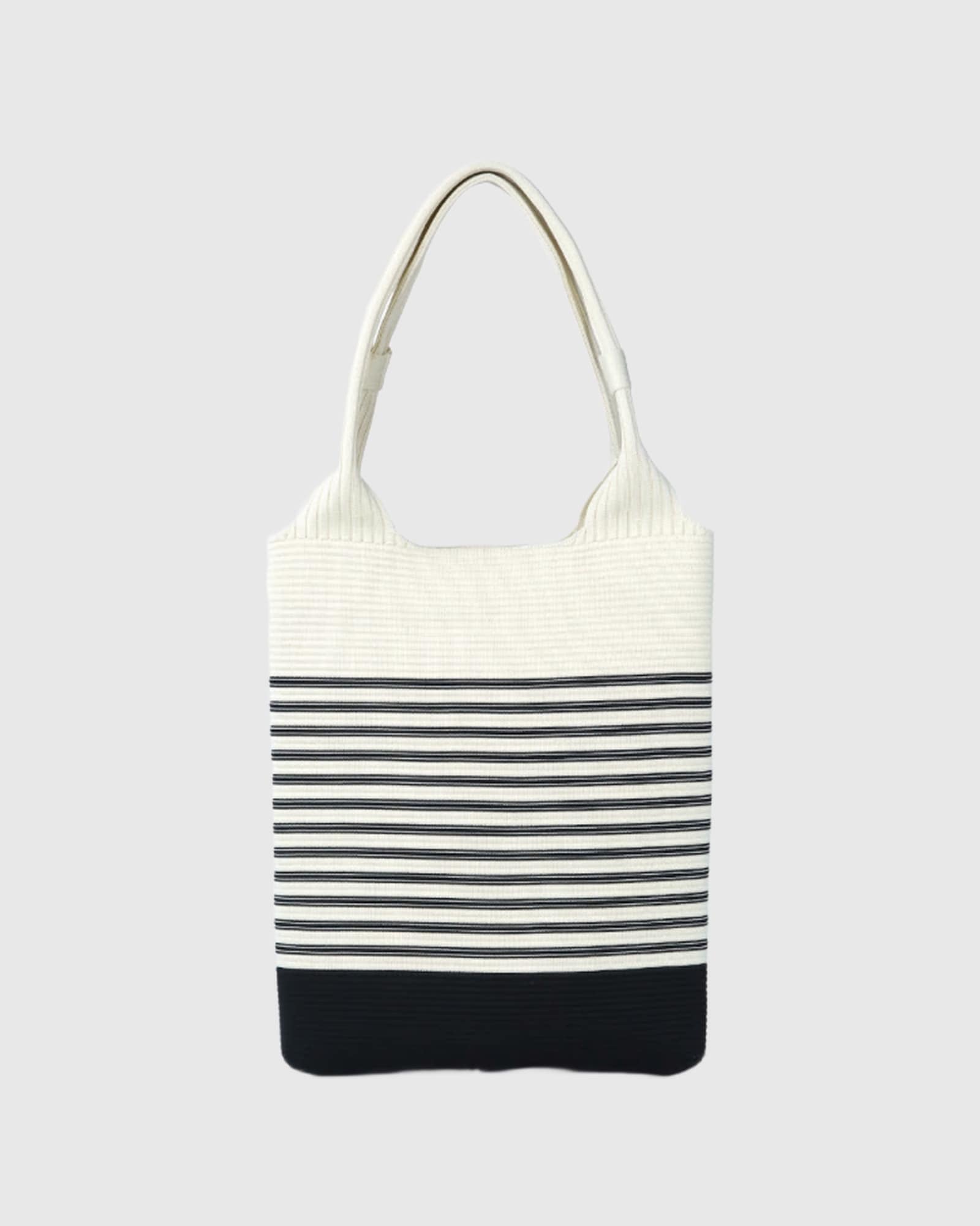 Monochrome Stripe Knit Tote